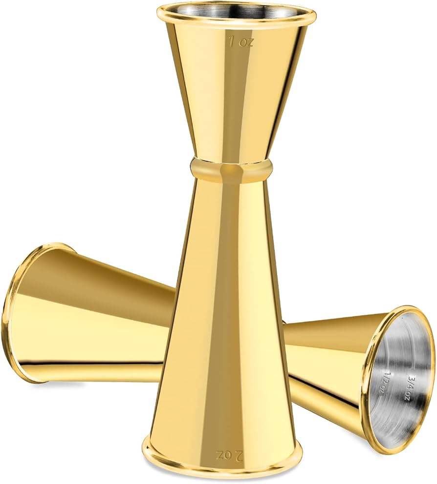 MEDIDOR DE ONZAS ACERO INOX 1 & 2 ONZ DORADA UNIDAD