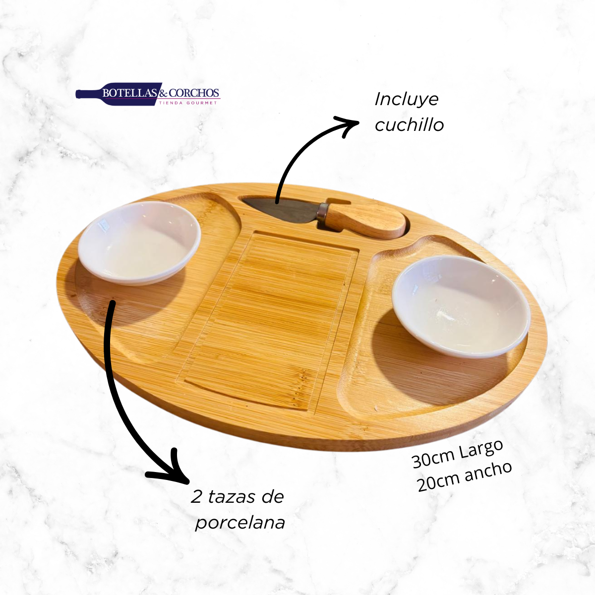 MESA DE BAMBU PARA QUESOS OVALADA